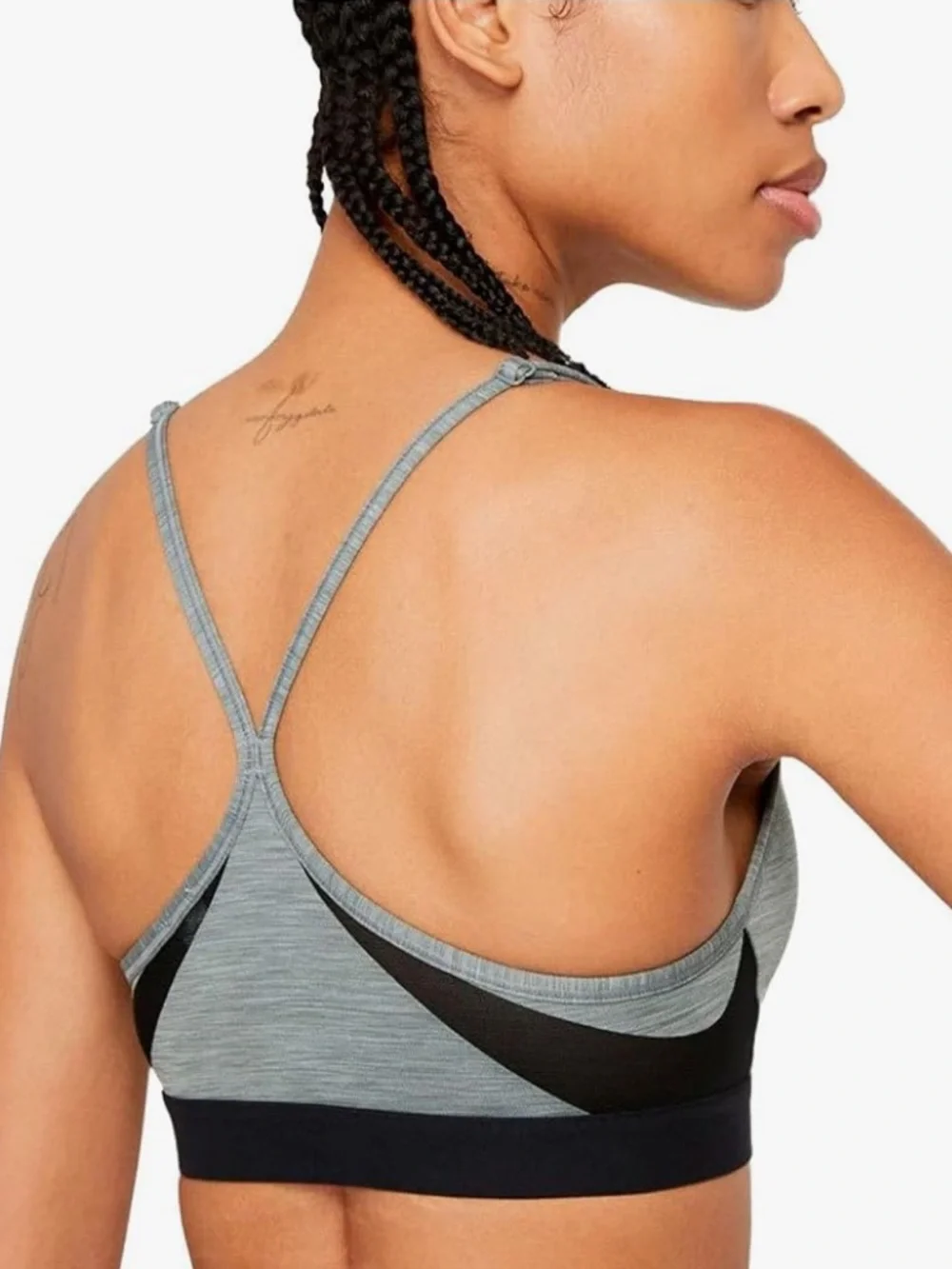 NIKE Dri-Fit Indy Light Gray Black Sports Bra $40 XXL EUC KL